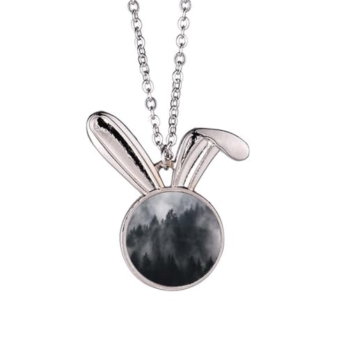 Collier lapin brume de montagne sombre idée cadeau idéal