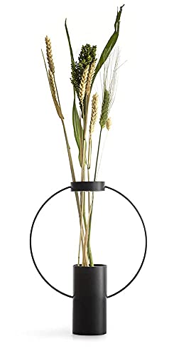 SAGAFORM Moon Vase Schwarz, Groß, H30cm, Ø23,5cm, Boho Deko Vase aus pulverbeschichtetem Metall, Vase für Pampasgras, Schwarze Vase, Moderne Design Vase, Design by Pascal Charmolu Cover
