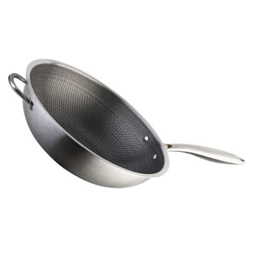 Wok de acero inoxidable con diseño de doble mango y fondo hexagonal miniatura 1