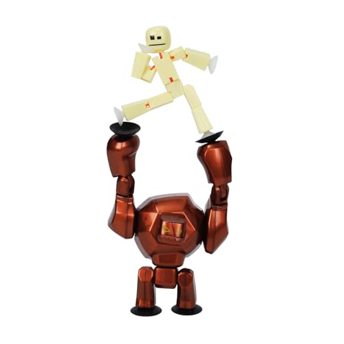 Zing StikBot & Mega Monster Stop-Motion Animation Pack – StikBot Exclusif Jaune Beurre + Figurine Gigantus Bronze, Jouet Créatif pour Enfants à partir de 4 Ans