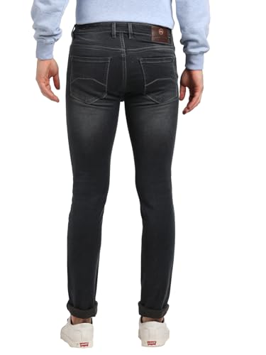 Image of Turtle Men Cotton Stretch Narrow Fit Dark Grey Jeans||Men's Jeans||Men's Denim||Stretchable Jeans