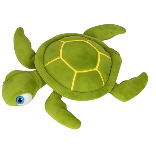 Image of Adorable Green Sea Turtle Plush Toy Ultra Soft Stuffed Animal with Big Blue Eyes Cute Huggable Ocean Plushie for Kids Toddlers Boys Girls Beach Themed Plush (30 CM)