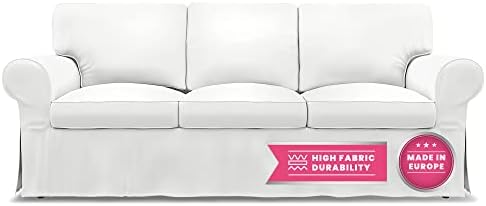 Bemz Ektorp Sofa Cover — Custom Slipcover Replacement for IKEA Ektorp 3 Seat Sofa — Premium 7 Piece Fitted Machine Washable Couch Cover — Classic Slipcovers — Covers for Couches and Sofas, White