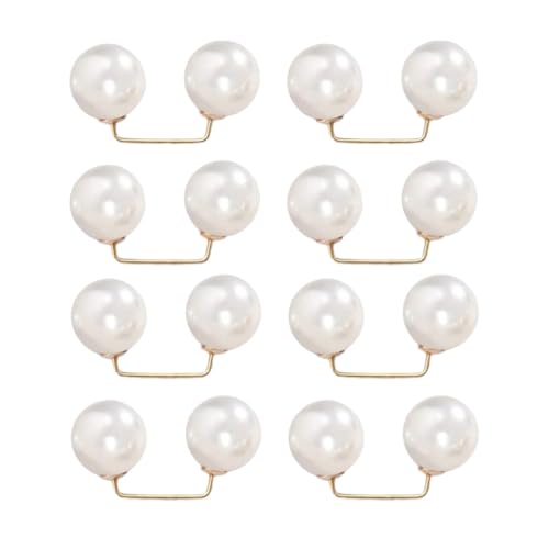 8Pcs Artificial Pearls Safety Pin Cardigan Collar Clip Jeans Waist Tightener