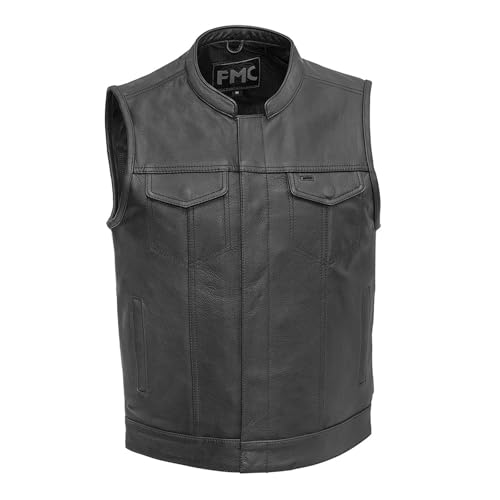 First Mfg Co Blaster Men's Leather Motorcycle Vest Biker Club Vest