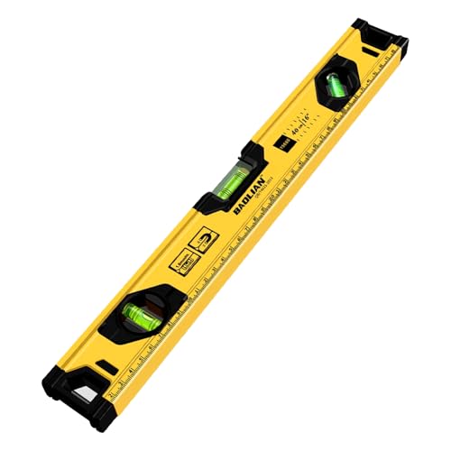 Spirit Level, Aluminium Alloy Spirit Level, 400 mm/16 Inch High Precision Magnetic Mini Level Tool with 3 Bubble 45°,90°,180° and Magnetic Base, Shock Proof Torpedo Level for Measurement