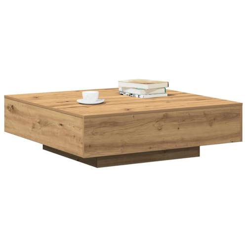 Table basse Artisan en chêne 100x100x31 cm en bois transformé