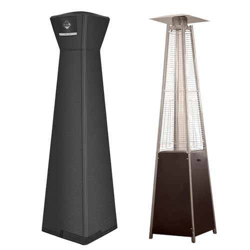 QH.HOME Pyramid Patio Heater Covers, [2026 Upgraded Tear-Resistant Fabric] Waterproof with Robust Zipper,Dustproof/Wind/Sunlight/Snow-Resistant,(90'H x 23'L x 23'W ,Black)