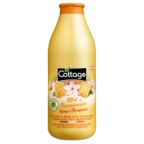 Cottage Duschgel & Bad, feuchtigkeitsspendende Milch, Honig und Frangipani-Blume, 97% Inhaltsstoffe aus natürlichem Ursprung, 750 ml, hergestellt in Frankreich