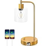 🎁【Messing-Metallfarbe und Design im Industriestil】: Es nimmt einen röhrenförmigen Metallkörper und eine Metallbasis an, mit transparentem Glaslampenschirm, perfekter Retro-Industriestil. Leicht auffällig, perfekt für Schlafzimmer, Wohnzimmer, Arbeitszimmer, Meditationsraum oder Büro.