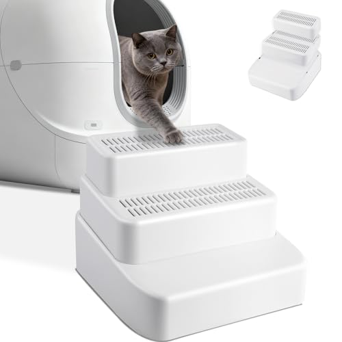 Bartuke Adjustable 3 Steps Litter Box Ramp, Litter Box Step