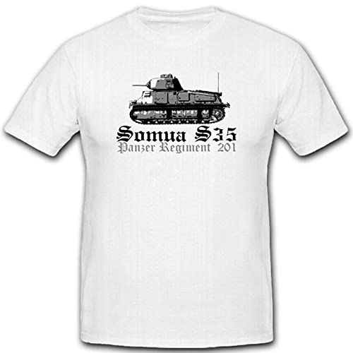 T-shirt voiture France Panzer Samua S35-T blanc coton 5XL