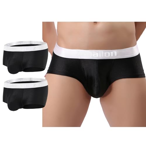 ZONBAILON Men's Sexy Underwear Bulge Pouch Ice Silk Underpants Low Rise Trunks Short Leg Boxer Briefs