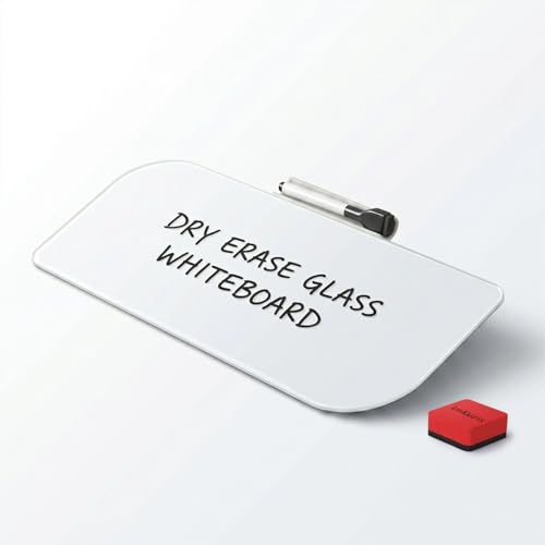 Image of LifeKrafts Dry Erase Glass Whiteboard | Desktop Easel Board for Office, Home, School, Adults&Kids | Tabletop Writing Board |Reusable Marker Board|1 Marker Pen & 1 Eraser| 15.5 x 6 Inches | Pack of 1