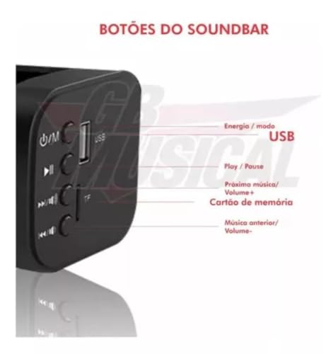 Soundbar 40w Com Usb Bluetooth Controle Sm-2125 Soundvoice Frequência 4pcs 50mm 110v/220v