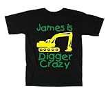 Photo Gallery maglietta con la scritta “digger crazy” e con il nome personalizzabile, da ragazzo, con stampa in giallo e verde Photo Gallery maglietta con la scritta “digger crazy” e con il nome personalizzabile, da ragazzo, con stampa in giallo e verde