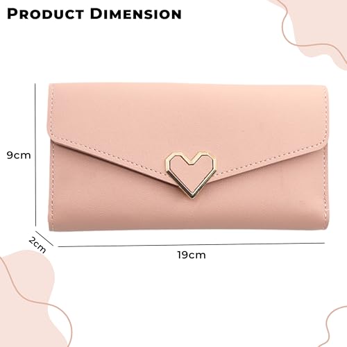 Image of Kraptick Women's Wallet - Stylish & Compact Clutch Purse, Card & Coin Holder with 13 Slots, Money Organizer & Travel Wallet for Women (Light Pink)