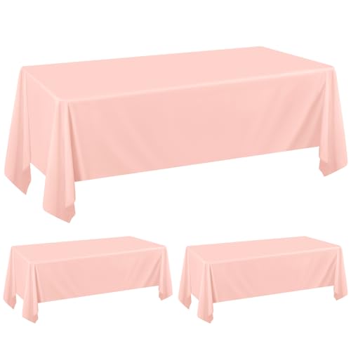 Pesonlook 2Pack Pink Tablecloths for 6 Foot Rectangle Tables, 60 x 102 Inch Rectangle Table Cloth, Polyester Fabric, Washable