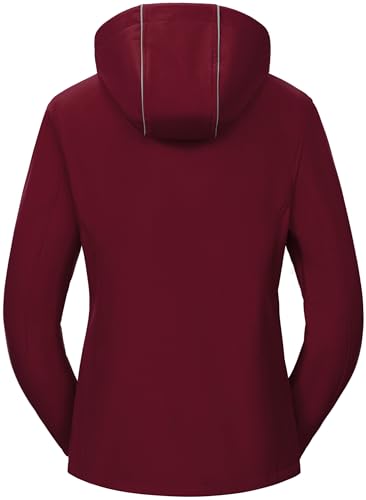 Pursky Women's Softshell Jacket Lightweight Fleece Lined Rain Jacket Waterproof Warm Windbreaker Coat With Removable Hood2