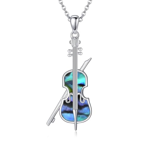 YAFEINI Violinist Cellist Gifts for Her 925 Sterling Silver Cello Violin Pendant Necklace Music Jewelry for Women Birthday Christmas Gifts