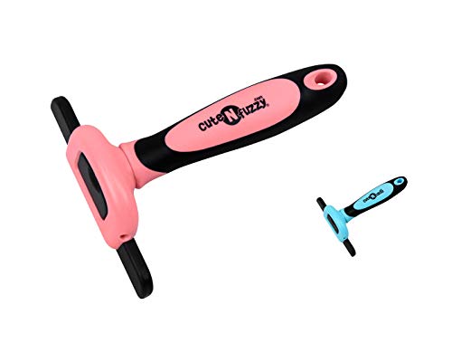 CuteNFuzzy Deshedding Pet Grooming Comb, Pink, Large