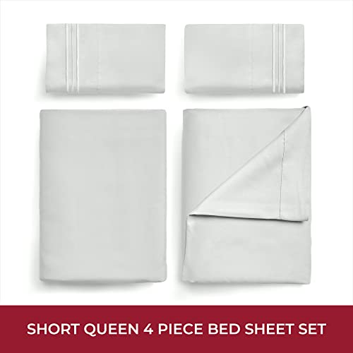 Image of Mellanni RV Short Queen Sheets - 4 PC Iconic Collection Bedding | Hotel Luxury, Extra Soft, Cooling Bed Sheets - Deep Pocket up to 10 inch (RV /Short Queen, Light Gray)