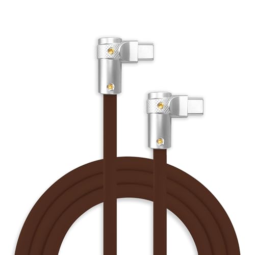 chubbycable 240W Charging Cable 2x90° USB C to C Cable, Chocolate, 4.9FT