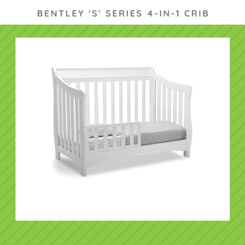 Image of Toddler Bed Safety Guard Rail Compatible with Delta Children Convertible Cribs - Solid Wood Rail for Convertible Crib to Toddler Bed Conversion - Safety Guard Rail (Bianca White - 130, #0080)