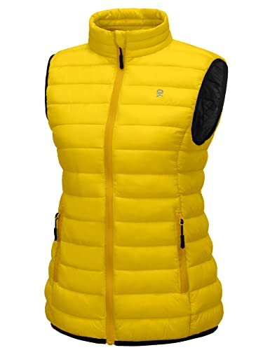 Little Donkey Andy Women's Lightweight Warm Puffer Golf Vest Thermal Winter Sleeveless Jacket For Hiking Travel Casual Cyber Yellow L #TOP19