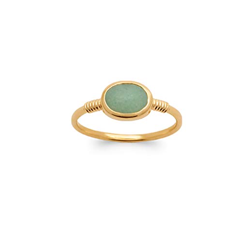 Bague plaqué or 18 carats pierre naturelle ovale quartz rose améthyste aventurine