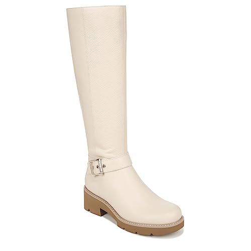 Naturalizer Womens Darry Tall Water Repellent Knee High Boot Porcelain Beige Leather Wide Calf 8.5 M