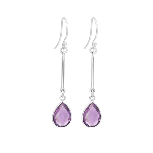 Boucles d'oreilles en améthyste et argent sterling faites à la main au design intemporel