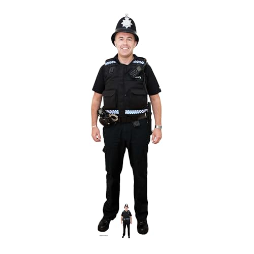 STAR CUTOUTS Life Size Cut Out with Mini Version of Policeman, Cardboard, Multi-Colour, 190 x 58 x 190 cm
