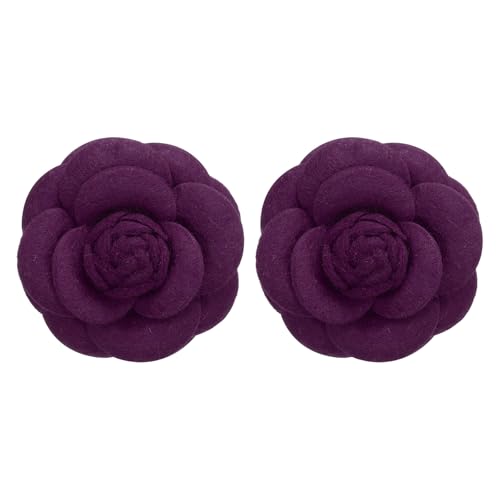 Image of PATIKIL Camellia Fabric Pin, 2 Pcs Flower Brooch Artificial Flowers Brooches for Women Girls Cloth Wedding Party Decor Accessories Jewelry Gift, White