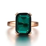 ❣ Couleur: Or Rose 1821fang Bague émeraude carrée, Bague Zircon pour Femme, Bague émeraude, Bague plaquée Or Rose, Bague Rubis, Bague de Mariage, Bague Rubis