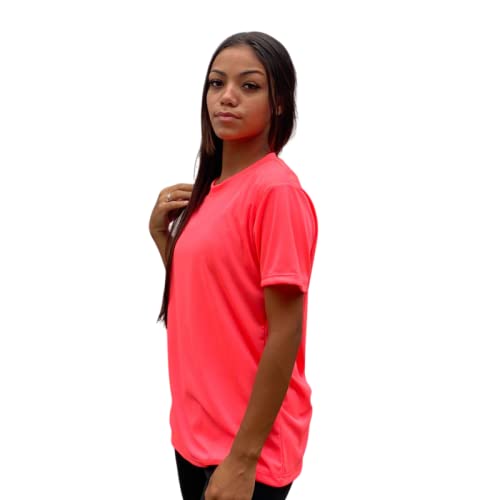 Camiseta Dry Fit Feminina 100% Poliéster Academia Corrida Cross Fit Ginástica (GG, Salmão)