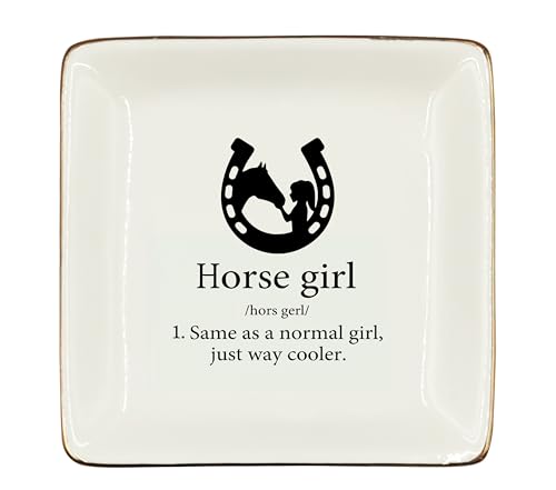 WODMIS Vassoio per gioielli in ceramica con cavallo occidentale, regalo di compleanno per ragazze con cavalli, regalo di Natale per amanti dei cavalli, regalo per ragazze amanti dei cavalli