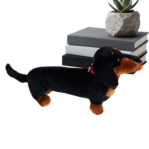 Peluche de perro salchicha - Perro de peluche como muñeca de peluche y juguete | Muñeca de tela animal como compañero de juegos, para niños y adultos, habitación infantil, escritorio, sofá, cama, sala