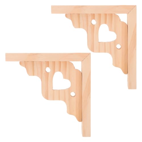 Soporte de madera para estantes SHINEOFI 2 piezas diseño triangular para pared 2