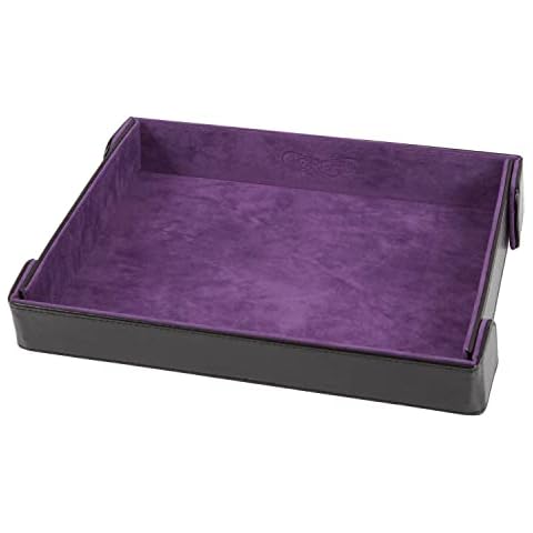 Forged Dice Co. 9.5 Inch Magnetic Folding Dice Tray - Portable Folding Dice Rolling Tray for use as DND Dice Tray D&D Dice Tray or Dice Game - Quiets Rolling Metal Dice and Folds Flat - Purple Cover