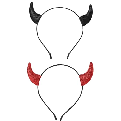 YFTRFR 2 Stück Halloween Teufelshörner Haarreif mit Hörnern Karneval Teufel Kostüm Damen...