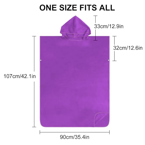 Pameil Badeponcho Damen& Herren,Poncho Handtuch,Mikrofaser-Surf Poncho (Violett)