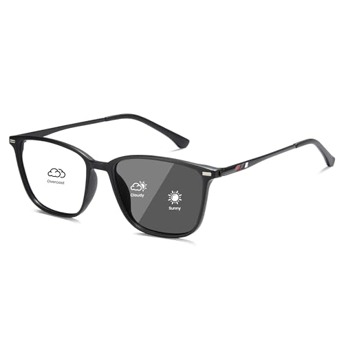 Cyxus Occhiali Fotocromatici Uomo Donna con Protezione UV Filtro Luce Blu Classico Quadrato Montature（8208i02 Nero）