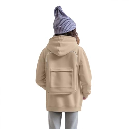 Unisex Boys Girls Fashionable Hoodies 2025 Long Sleeve Pullover Cute Pocket Zipper Back With Bag Sweatshirt