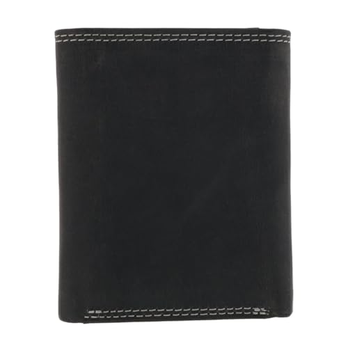 CTM Men's Leather Contrast Stitch Trifold Wallet, Black4