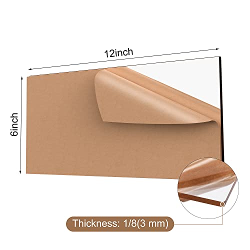 Image of INTELLIMADE, Acrylic Sheet Plexiglass 6 inch x 12 inch Rectangle Panel 1 /8 inch (3mm) Thick, Cast Plexi Glass Board with Protective Paper for Signs, DIY Display Projects, Craft and Easy to Cut, 2-Pack, Clear