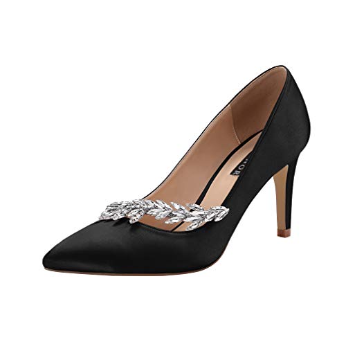 ERIJUNOR Pointed Toe Mid Heels Wedding Party Evening Dress Pumps for Women