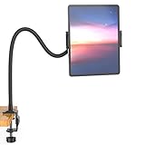 Aluminium Gooseneck Tablet Stand & Cell Phone Holder,Universal 360° Flexible Tablet Mount| Lazy Arm Holder Clamp Mount Bracket Bed Dock Compatible with Pad Mini/Air 2/3/4,Tab 2 3 and 4.7-10.5' Devices