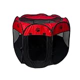 Casinha para Cães e Gatos Cercado Pet Portátil e Dobrável para Cães e Gatos com Tecido Impermeável de Fácil Montagem e Transporte Premium (Vermelho)