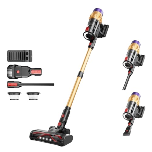 oryzom Ultra-starker Akku-Staubsauger mit automatischer Stauberkennung/Bis zu 60 Minuten Laufzeit/Beutelloser Staubsauger für Teppiche, Hartböden & Tierhaare / 550 W